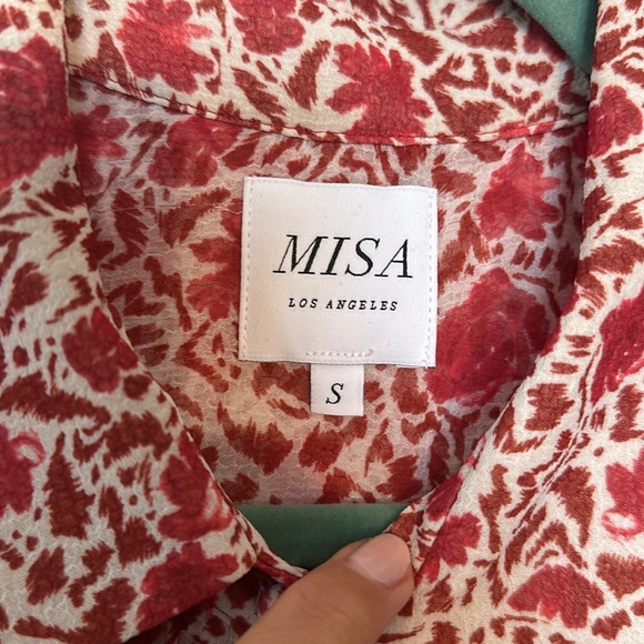 MISA red & white floral chiffon blouse - Picture 3 of 5